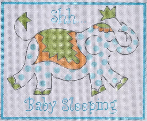 Shh...Baby Sleeping Elephant in Blue