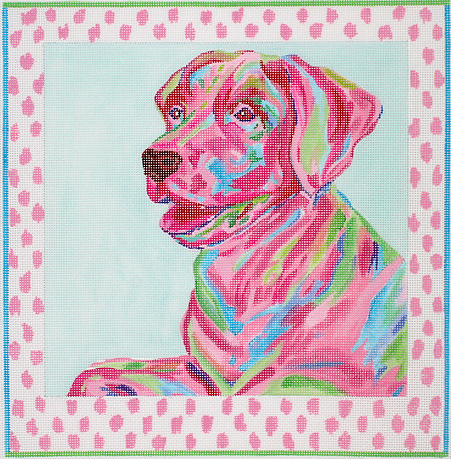 Lab with Pink Spot Border