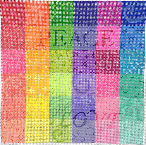 Peace and Love Rainbow Pillow