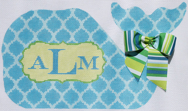 Medium Whale Quartrefoil Damask/Greens and Blue
