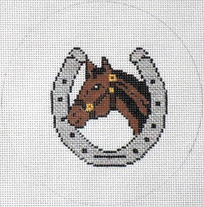 Horse Shoe with Bay Horse Ornament