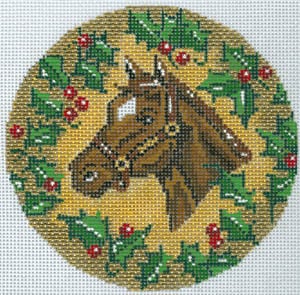 Thoroughbred and Holly Ornament