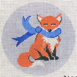 Round Sitting Fox with Blue Scarf