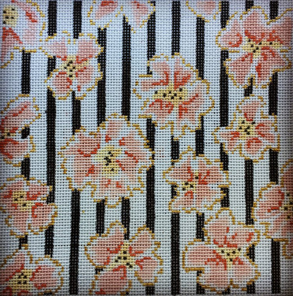 Coral Flowers and Black Stripe