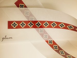 Floral Geometric -Rust & Navy