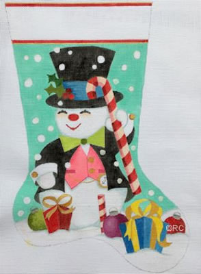 Snowman on Turquoise Stocking