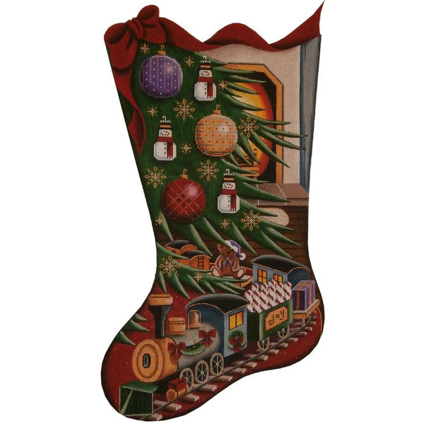 Trains Under Tree Stocking