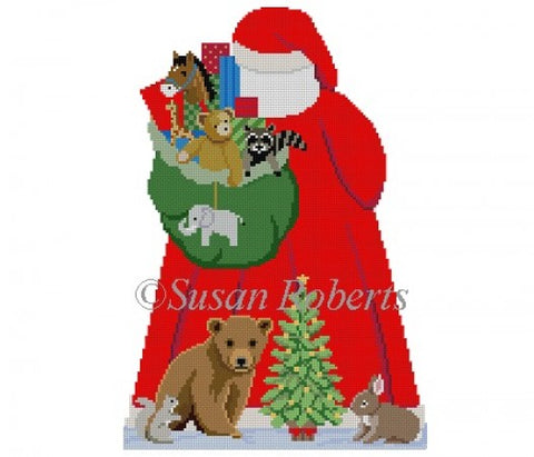 Tree Topper Santa w/ Baby Animals Back