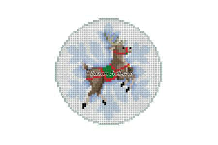 Snowflake Flying Reindeer Ornament