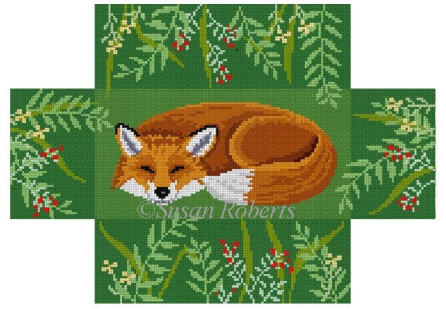 Fox Hideout Needlepoint Pillow