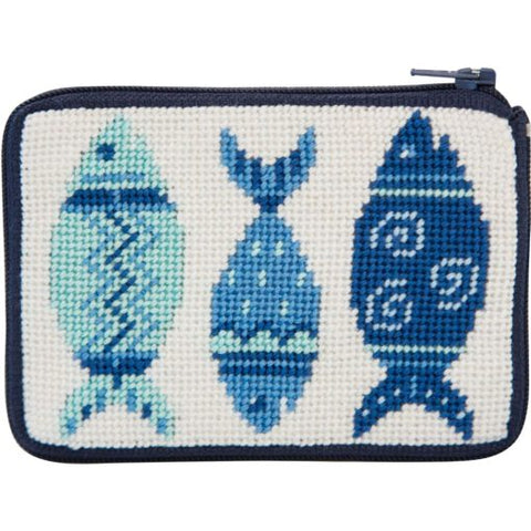 Blue Fishes Stitch and Zip Coin Purse