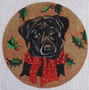 Black Lab Holly Ornament