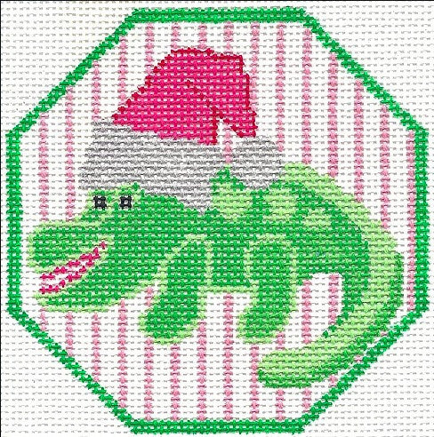 Alligator with Santa Hat Octagon