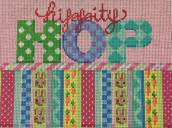 Easter bunny needlepoint hop sign pink