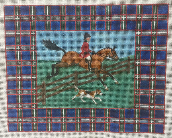Huntsman and Hound w/Plaid Border
