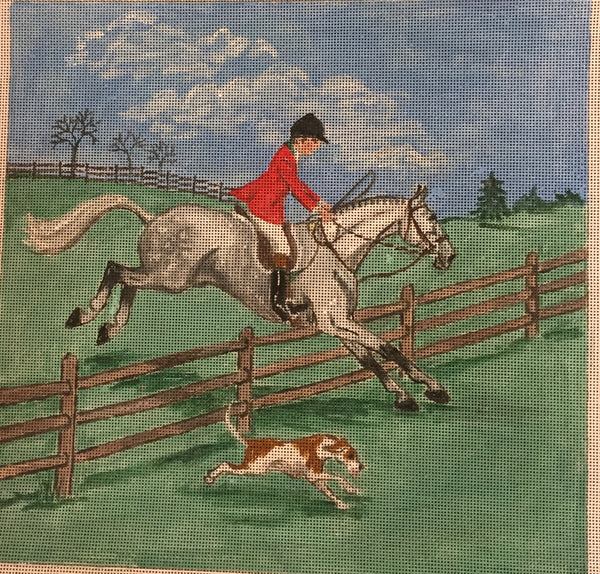 Huntsman on Grey Horse w/Hound