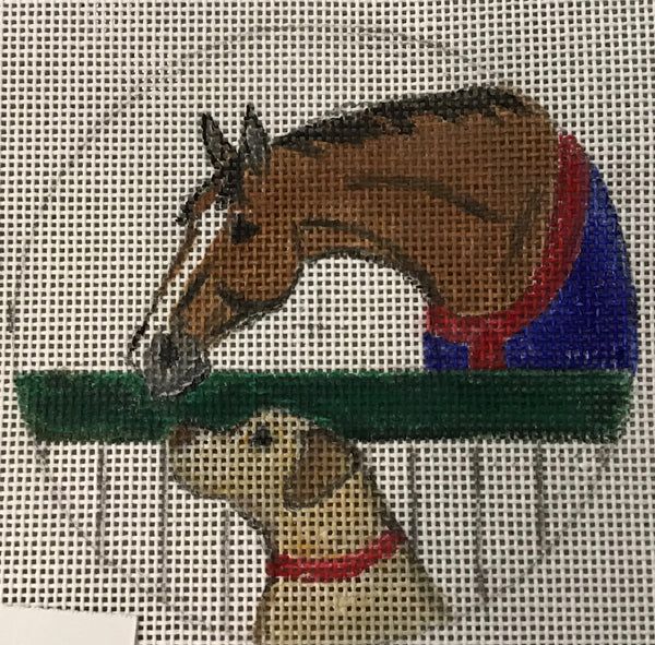 Bay Horse with Lab Ornament