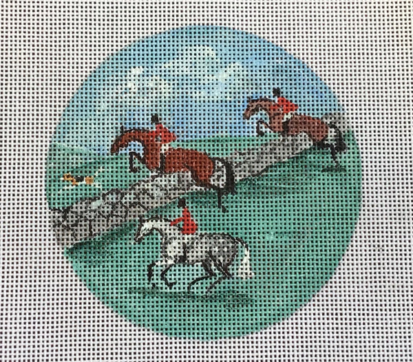 Hunt Scene Jumping Stone Wall