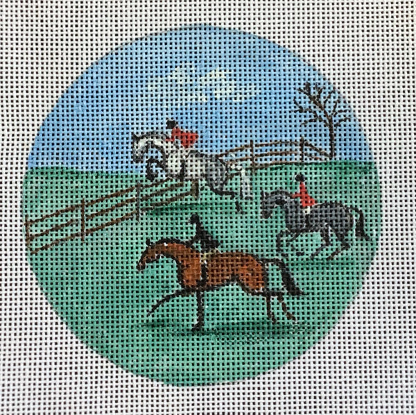 Hunt Scene Jumping Fence