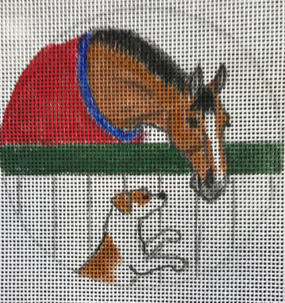 Bay Horse with Jack Russell