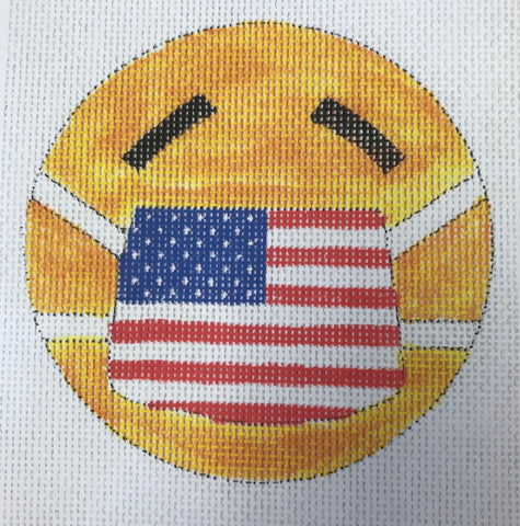 Smiley face with American Flag Mask Ornament