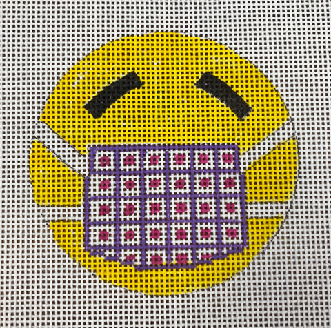 Smiley face with Patterned Face Mask Ornament