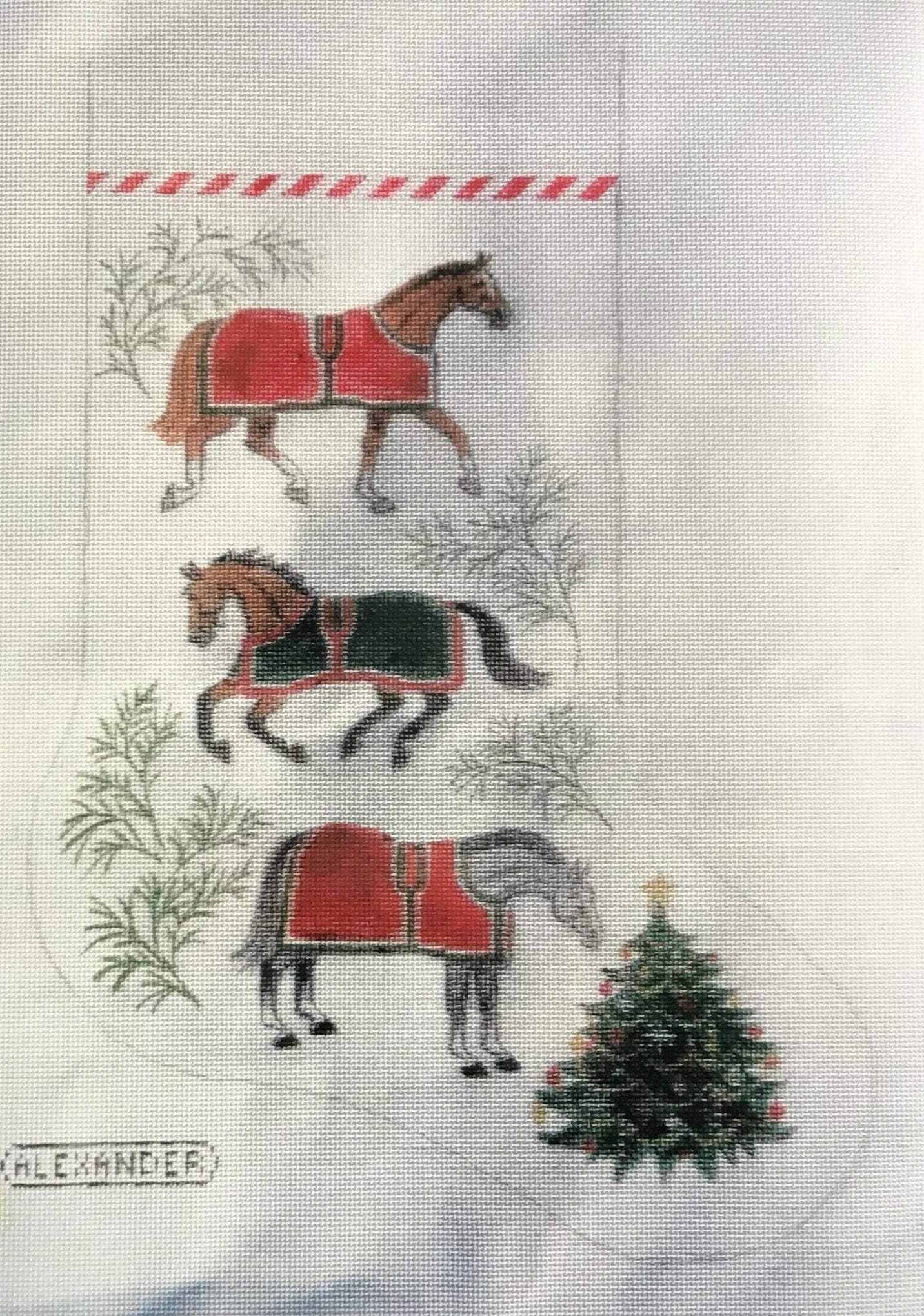 We Three Kings Completed Cross Stitch Christmas Stocking