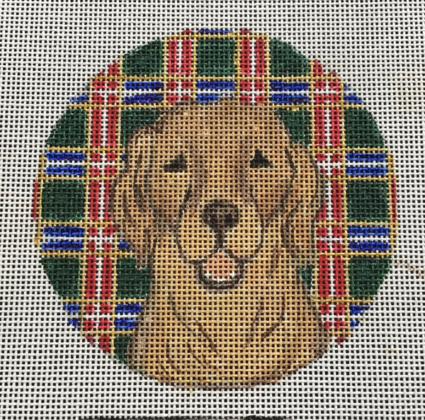 Golden Retriever Plaid Ornament