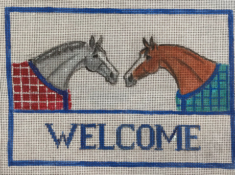 Welcome Sign w/Horses and Blankets